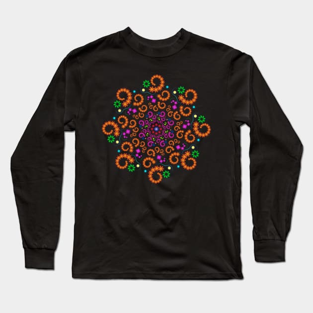 colorful floral pattern Long Sleeve T-Shirt by psychoshadow